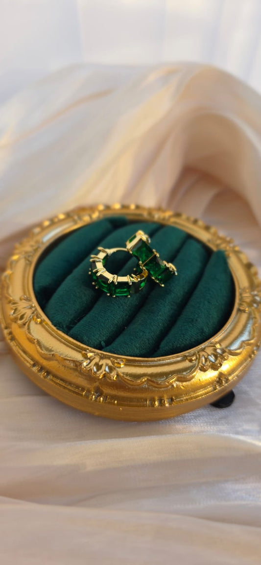 Emerald Green Hoop Earrings