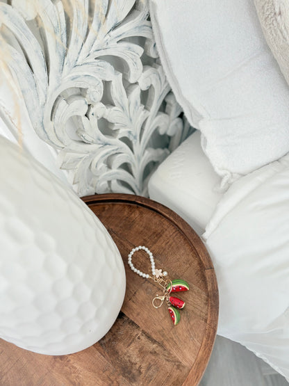 Hand painted watermelon keychain